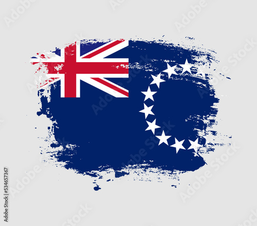 Elegant grungy brush flag with Cook Islands national flag vector