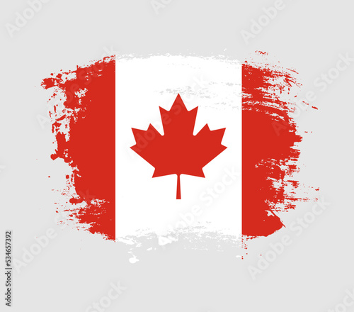 Elegant grungy brush flag with Canada national flag vector