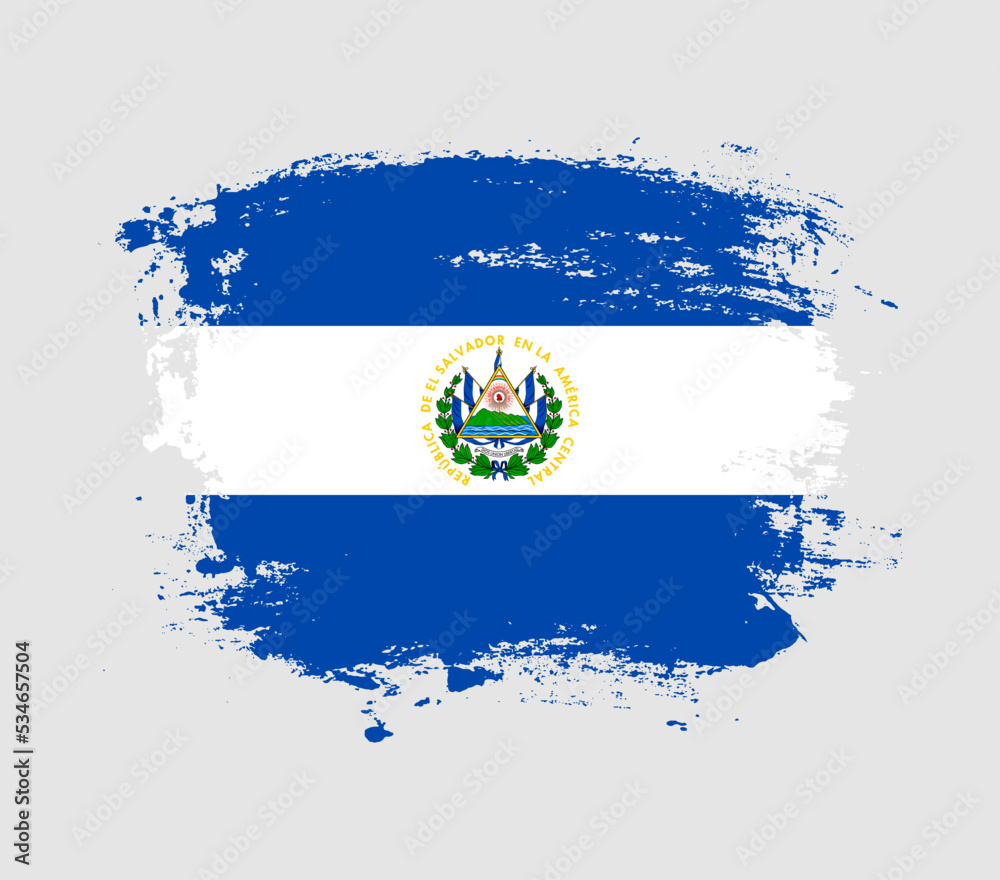 Fototapeta premium Elegant grungy brush flag with El Salvador national flag vector