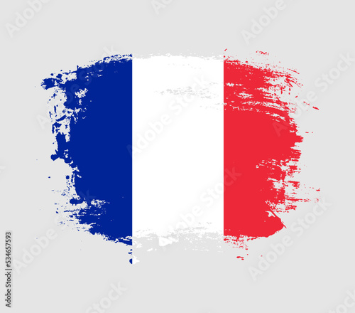 Elegant grungy brush flag with France national flag vector