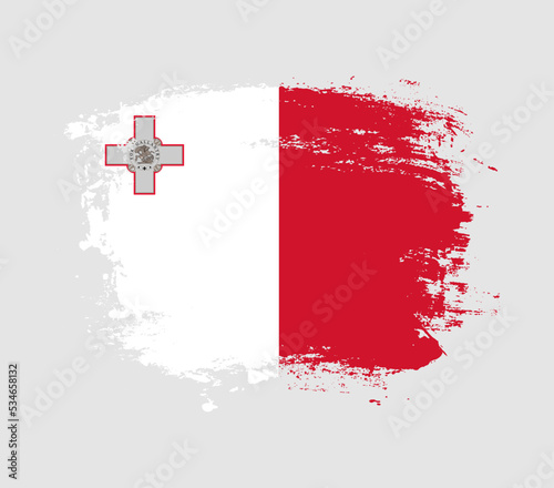Elegant grungy brush flag with Malta national flag vector