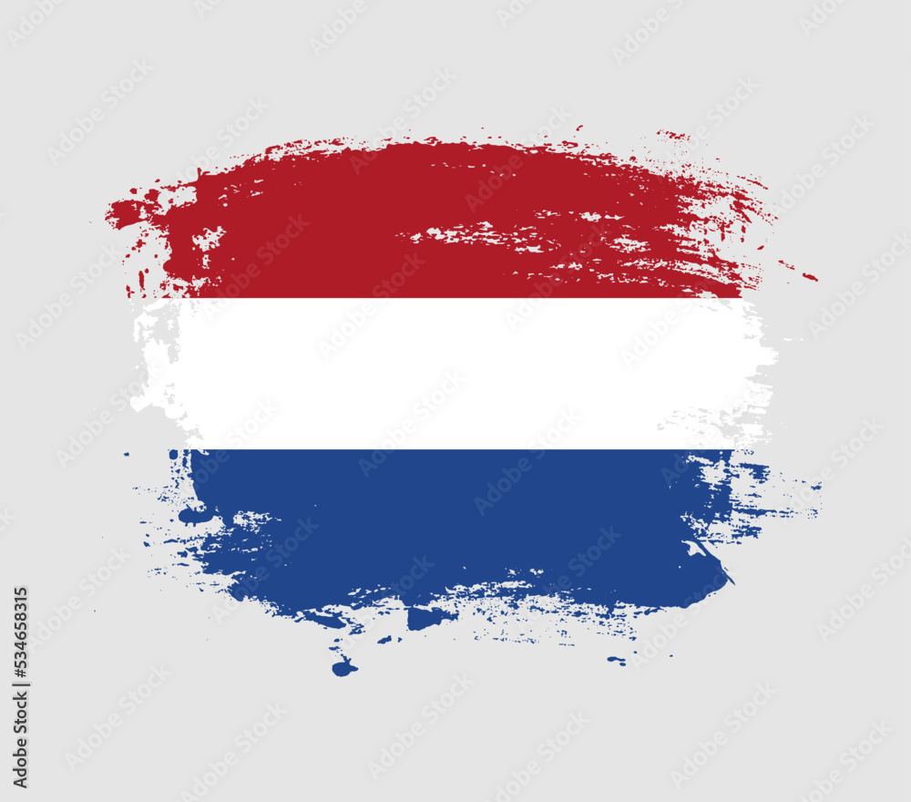 Elegant grungy brush flag with Netherlands national flag vector