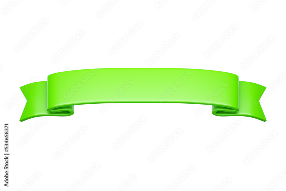 3d label ribbon. Glossy green blank plastic banner for advertisment, promo and decoration elements. High quality isolated render 3d label ribbon. Glossy green blank plastic banner for advertisment, promo and decoration elements. High quality isolated render