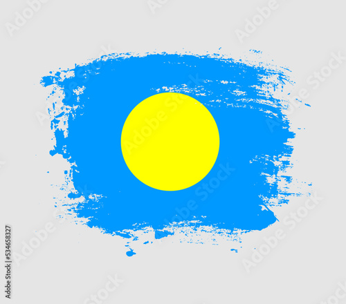 Elegant grungy brush flag with Palau national flag vector