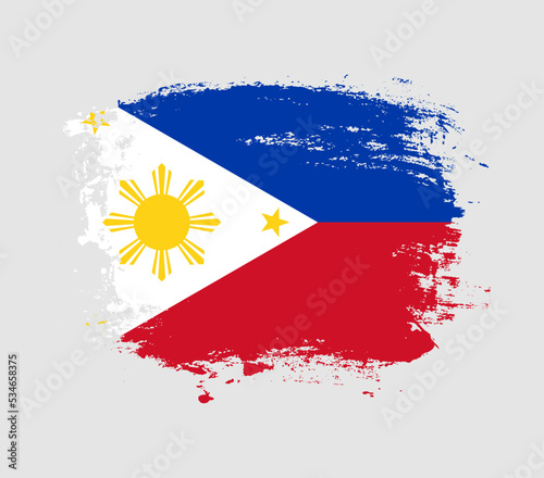 Elegant grungy brush flag with Philippines national flag vector