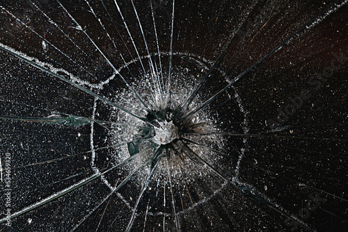 Bilde på lerret background bullet hole glass abstract crime gun shot