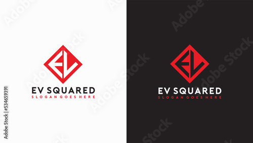 EV Squared letter logo vector image
