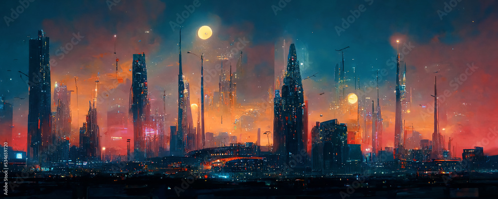 Premium Photo  Cyberpunk cityscape futurist illustration