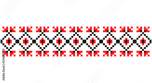 Embroidered good like old handmade cross-stitch ethnic Ukraine pattern. Ukrainian towel ornament  rushnyk called  vector.