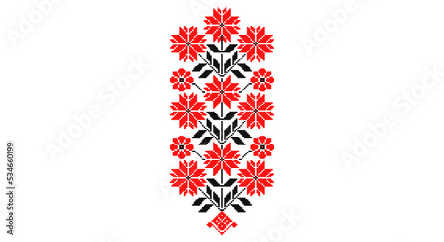 Embroidered good like old handmade cross-stitch ethnic Ukraine pattern. Ukrainian towel ornament, rushnyk called, vector.