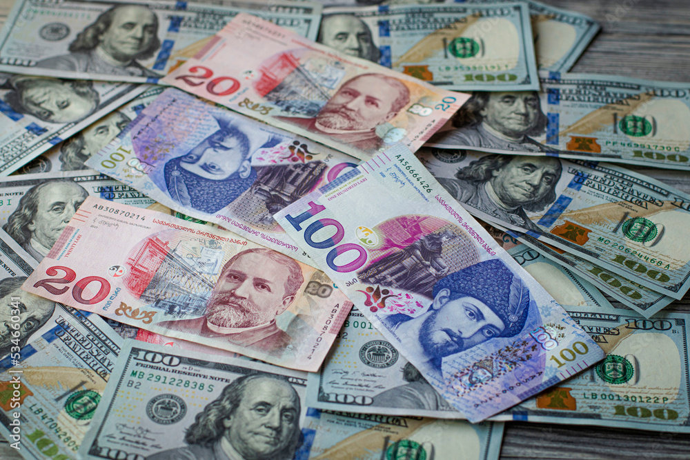 Georgian lari banknotes. Exchange dollars lari Georgian lari banknotes. Exchange dollars lari