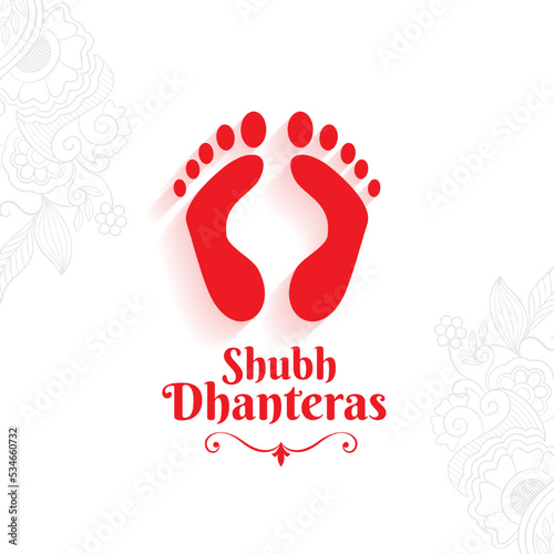 shubh dhanteras occasion background with goddess foot print design