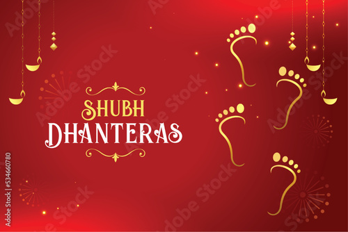 golden goddess charan on religious poster for shubh dhanteras festival