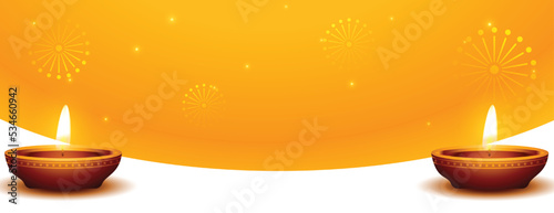 happy deepavali greeting banner with text space and diya