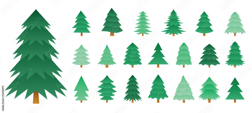 big set of christmas tree design in different layout