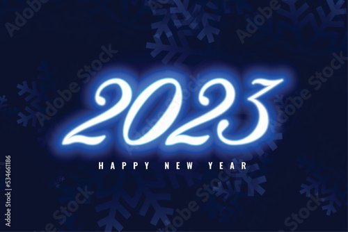 glowing neon 2023 text for new year event background