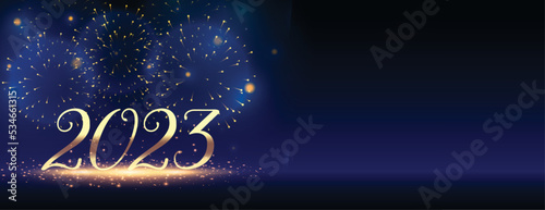 2023 new year fireworks celebration banner with light effect