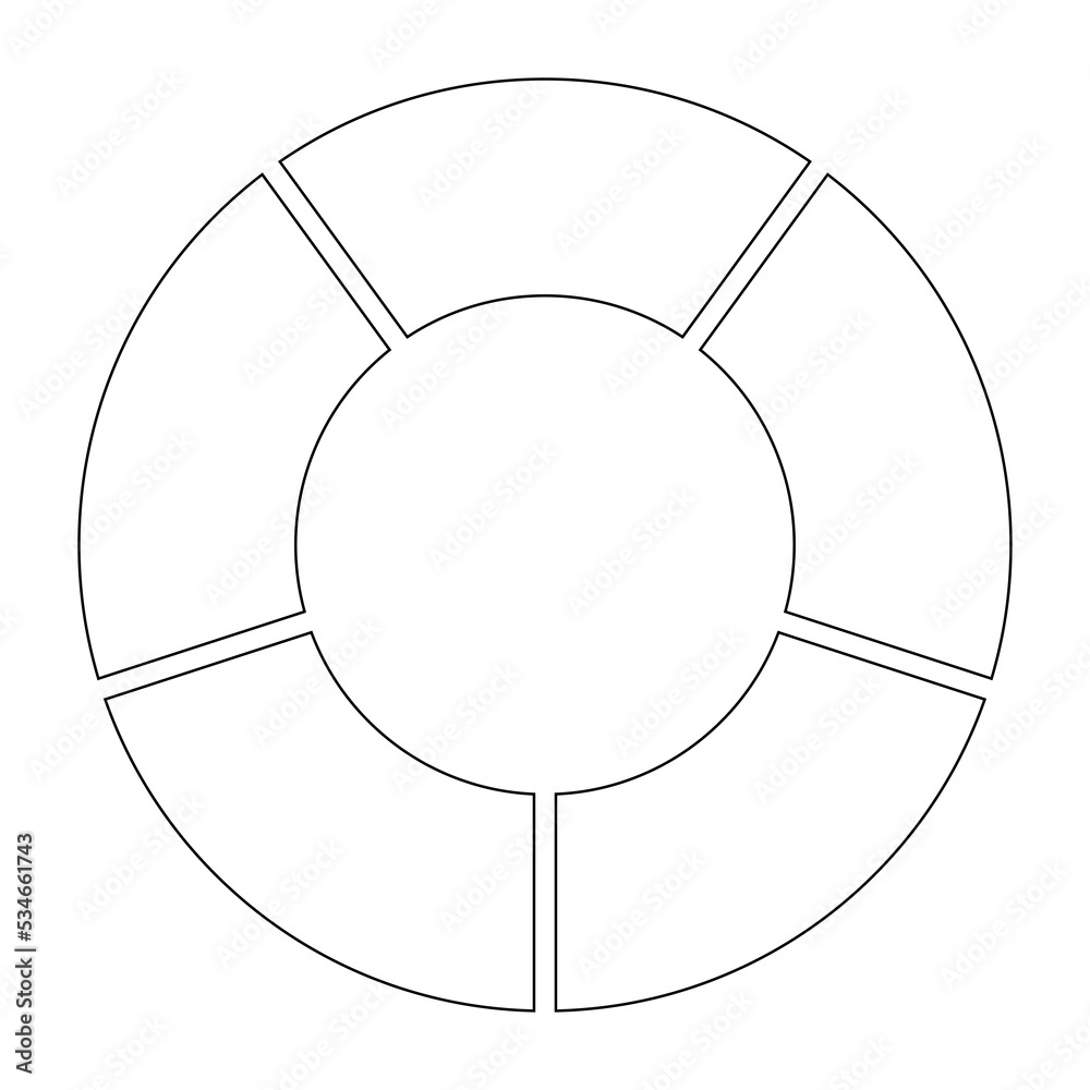 Pie chart, diagram. Black outlined circle divided in five parts, into fifths. Isolated png illustration, transparent background. Asset for overlay, montage, collage, presentation. Business concept. Pie chart, diagram. Black outlined circle divided in five parts, into fifths. Isolated png illustration, transparent background. Asset for overlay, montage, collage, presentation. Business concept.