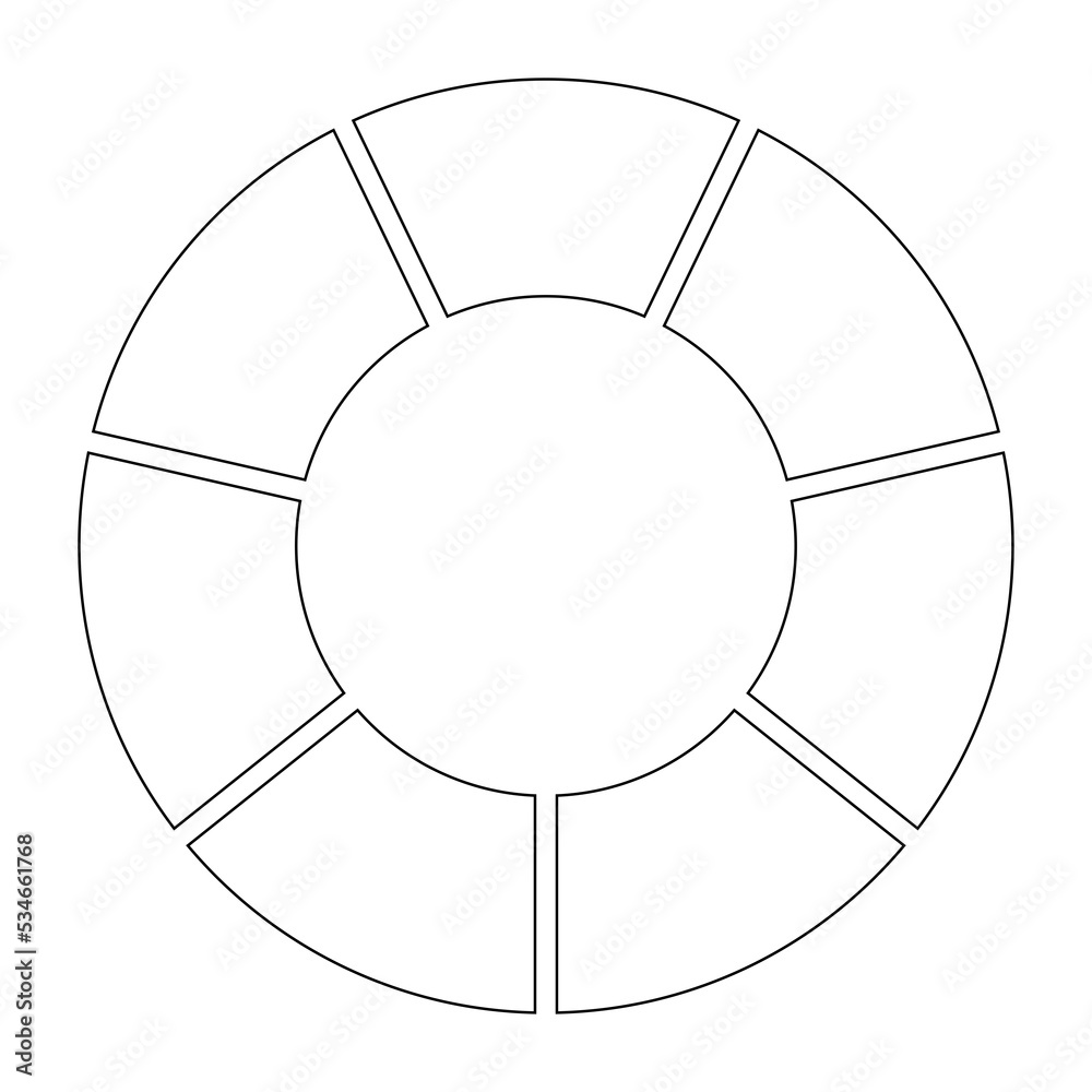 Pie chart, diagram. Black outlined circle divided in seven parts, into sevenths. Isolated png illustration, transparent background. Asset for overlay, montage, collage, presentation. Business concept. Pie chart, diagram. Black outlined circle divided in seven parts, into sevenths. Isolated png illustration, transparent background. Asset for overlay, montage, collage, presentation. Business concept.