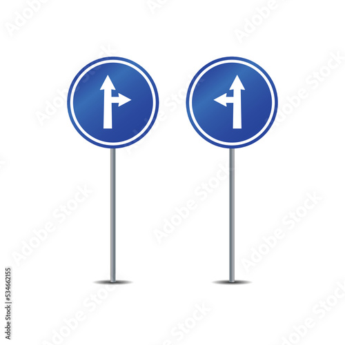 Compulsory ahead or turn left right road sign vector graphics