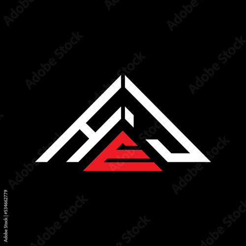 HEJ letter logo creative design with vector graphic, HEJ simple and modern logo in triangle shape.