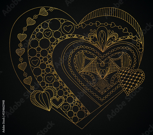 Zentangle golden design heart  photo