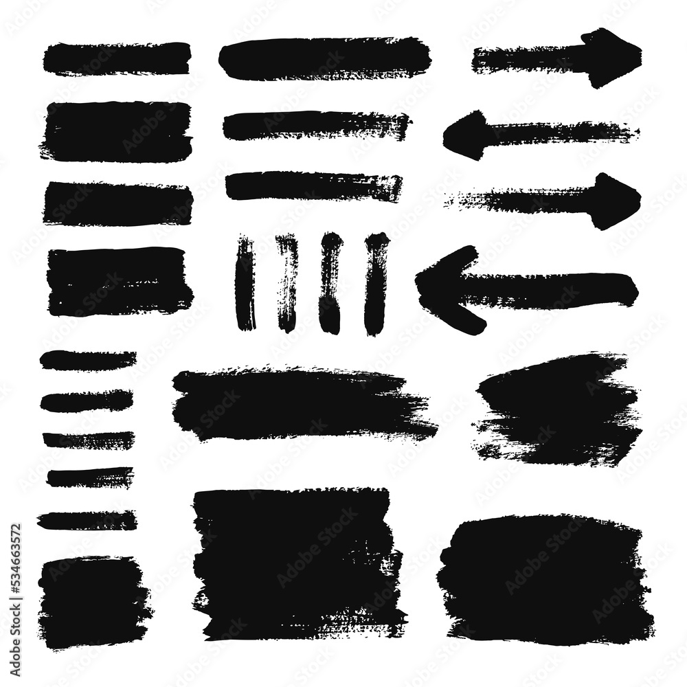 Brush strokes and  grunge texture banners. Rectangle text boxes. Set on white background
