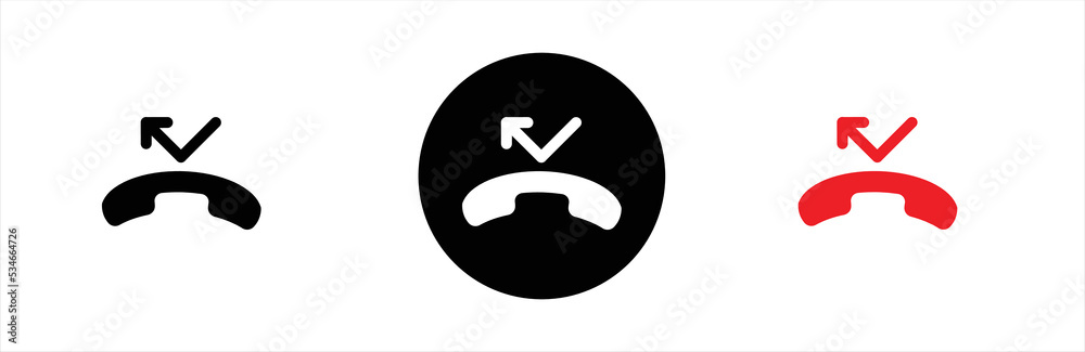 Missed calls icon. Web missed calls. Missed call for apps and websites. Vector illustration. Missed calls icon. Web missed calls. Missed call for apps and websites. Vector illustration.