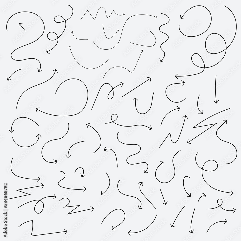 Various sketchy Doodle Arrows. Infographic elements isolated on background. Freehand colorful Lines. For infographic designs or presentation templates. Editable vector stroke Various sketchy Doodle Arrows. Infographic elements isolated on background. Freehand colorful Lines. For infographic designs or presentation templates. Editable vector stroke