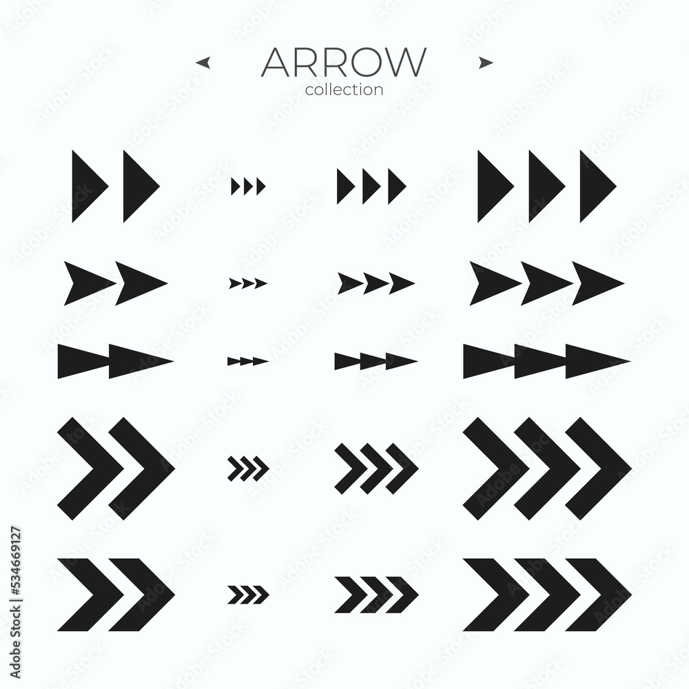 Simple set of arrow icons. Arrow symbol collection. Arrow basic UI ...