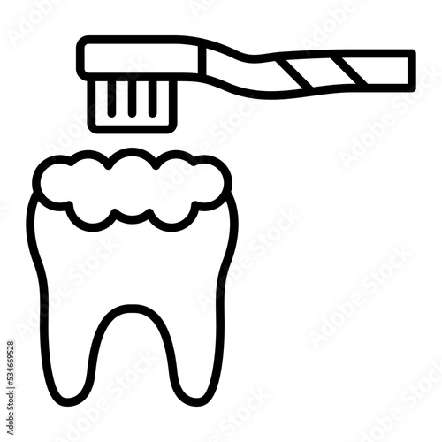 Teeth Brushing Line Icon