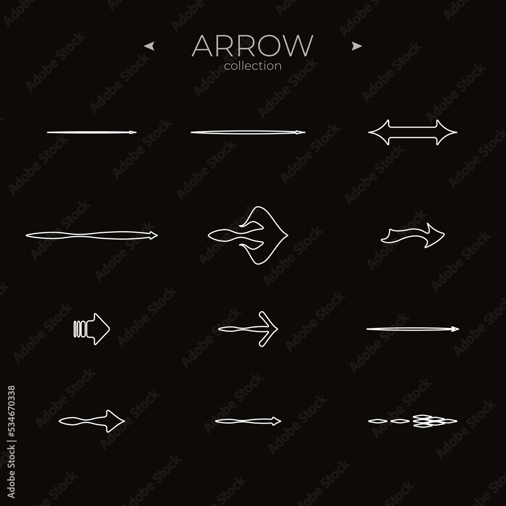 Premium set of arrow line. Universal Arrow icon. Thin line style. Web symbols for web sites. Vector illustration Premium set of arrow line. Universal Arrow icon. Thin line style. Web symbols for web sites. Vector illustration