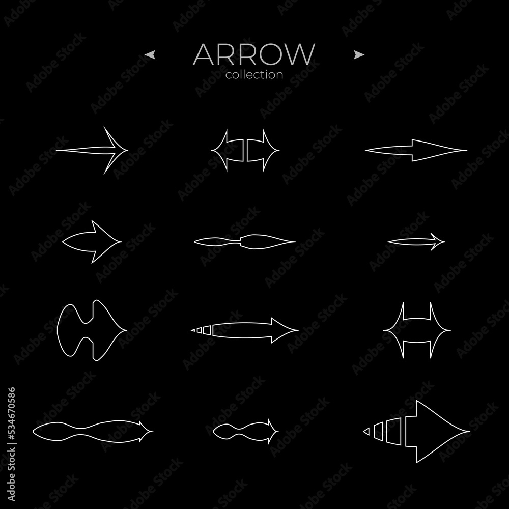 Premium set of arrow line. Universal Arrow icon. Modern vector symbols. For Web Graphics. Editable vector stroke