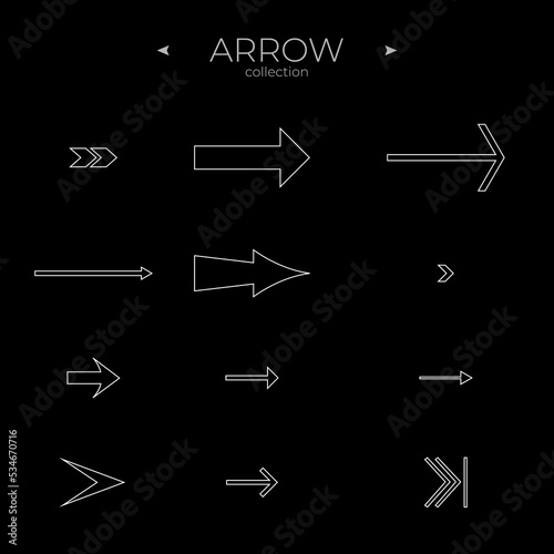 Premium set of arrow line. Line icons collection. Arrow basic UI elements. For Web Graphics. Vector