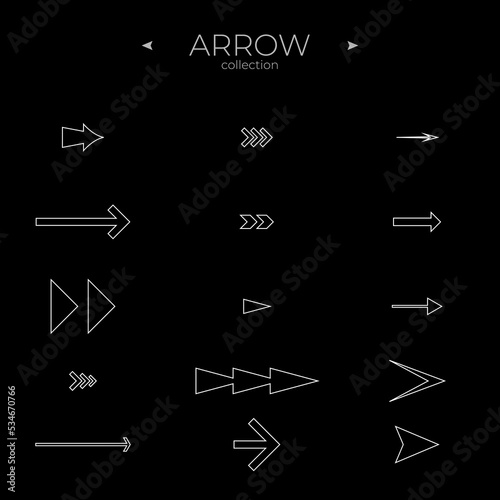Line Arrow icon set. Linear Arrow icons set. Trendy line style. Simple Minimal Pictogram. Vector