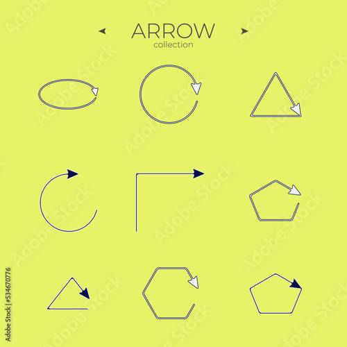 Set of arrows. Collection in color. Abstract minimalistic patterns. Symbol set. Vector illustration