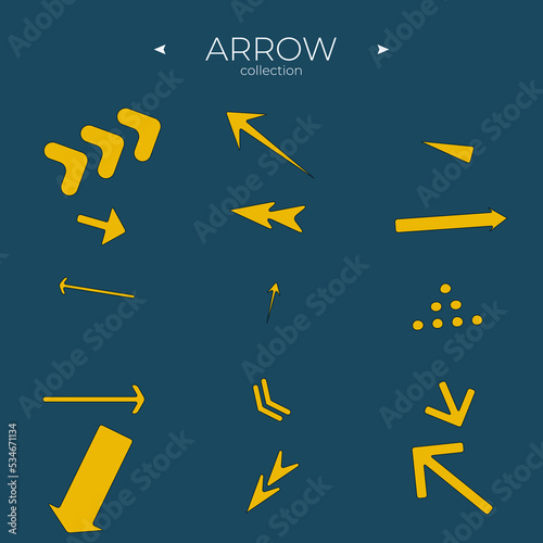 Colorful arrows. Arrows vector collection. Direction arrows. Curly and wave orientation. Vector illustration