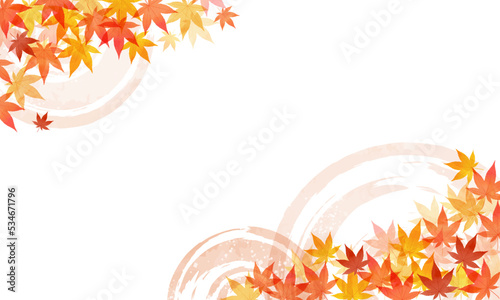 秋・紅葉・波紋・筆・お歳暮・水彩風・高級感・背景・Japanese style・和柄・伝統・模様	