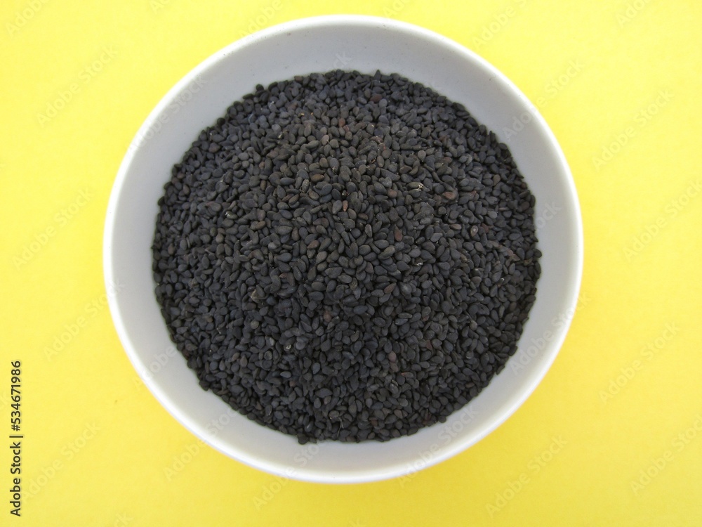 Black sesame seeds in a bowl 