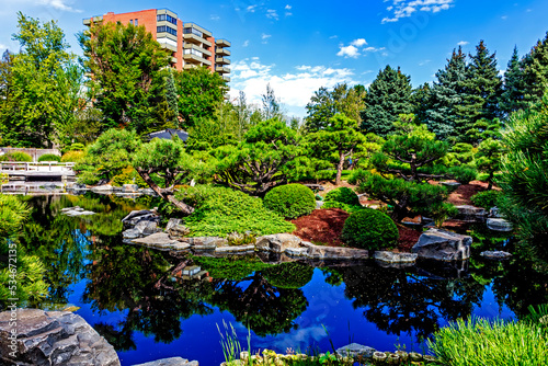 View of the pond of the Botanical garden in Denver,United States.