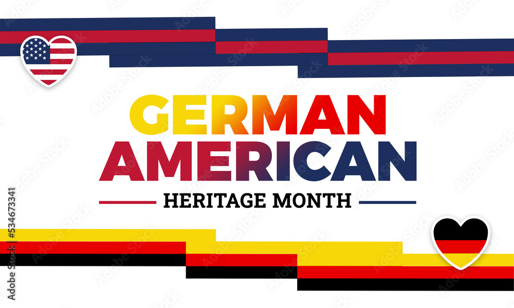 Fototapeta premium German American heritage month annual celebration in October. USA and Germany flag in heart shape