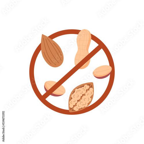 Nuts in red crossed circle icon