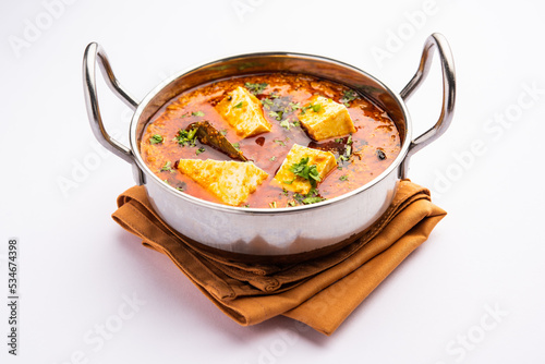 Paneer khus khus curry or cottage cheese posto masala made using poppy seeds, Indian recipe photo