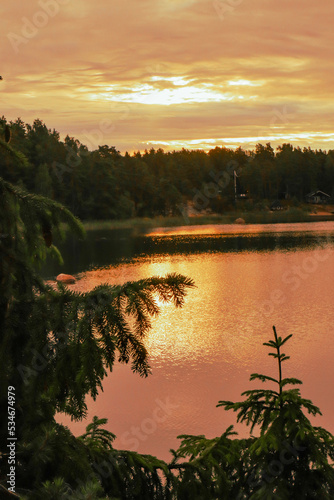 sunset over the lake