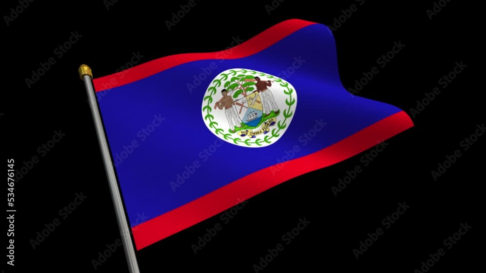 [Loop video] [Transparent background] Animated video of the Belize flag