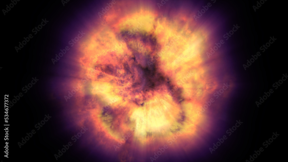 fire flame ball explosion in space, illustration