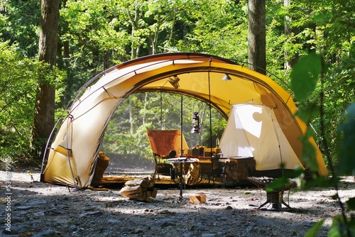 camping in the forest photo