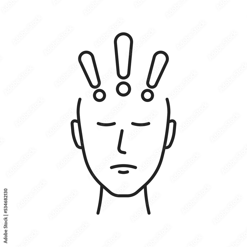 abstract thin line sad face with exclamation mark abstract thin line sad face with exclamation mark
