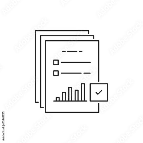 statement review or thin line business report icon