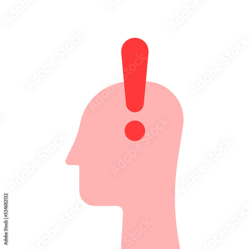 red exclamation mark with abstract human head